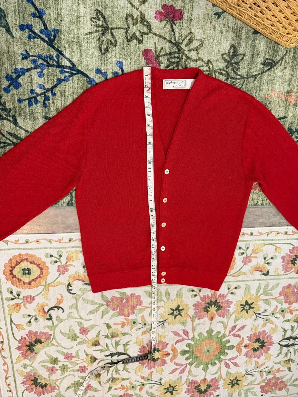Vintage 90s Sansabelt Golf Red Button Cardigan Sweater Sz XL Tall Classic Preppy